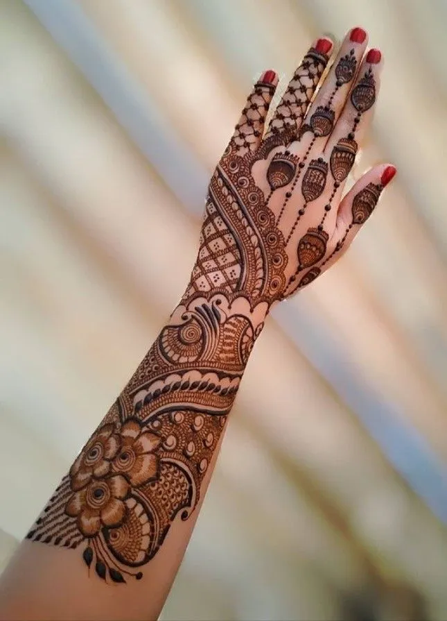 Full Back Hand Mehndi Design