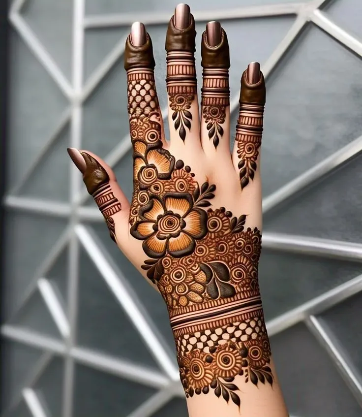 Royal Back Hand Mehndi Design