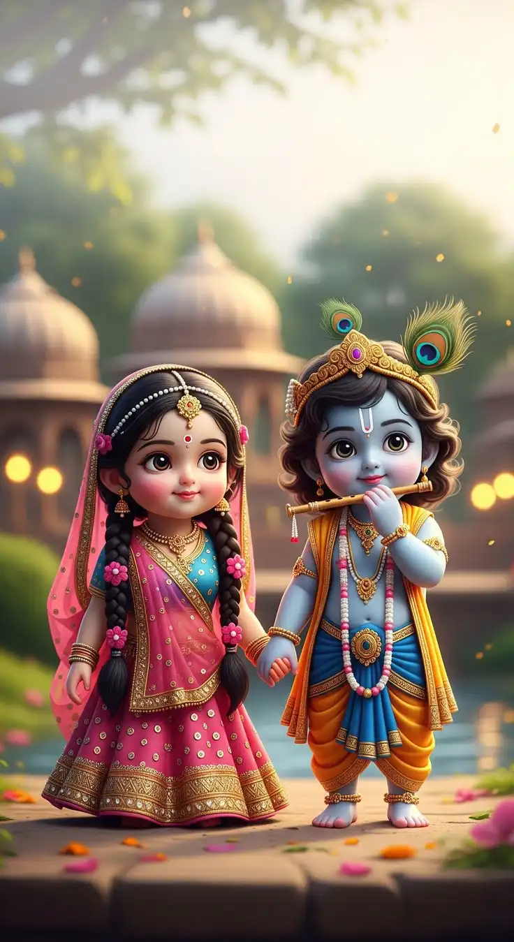 cute little radha krishna images