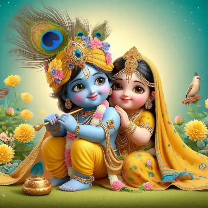 cute little radha krishna images