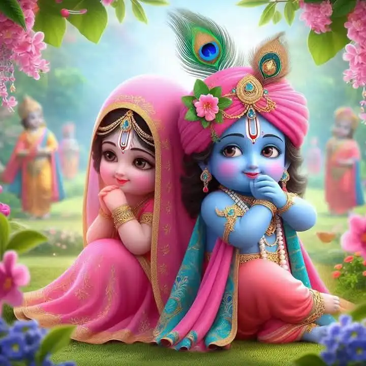 cute little radha krishna images