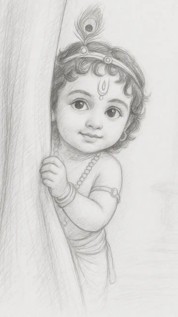 krishna drawing images
