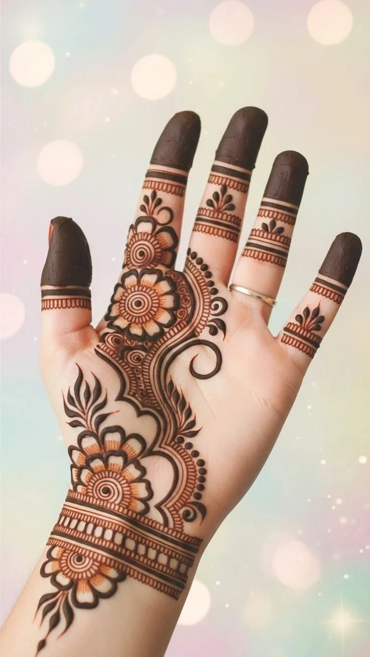 modern mehndi design front hand