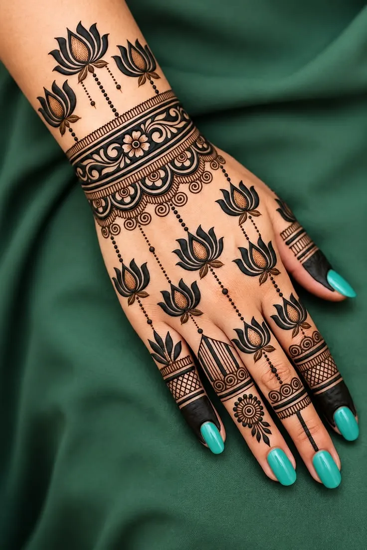 Stylish Back Hand Mehndi Design