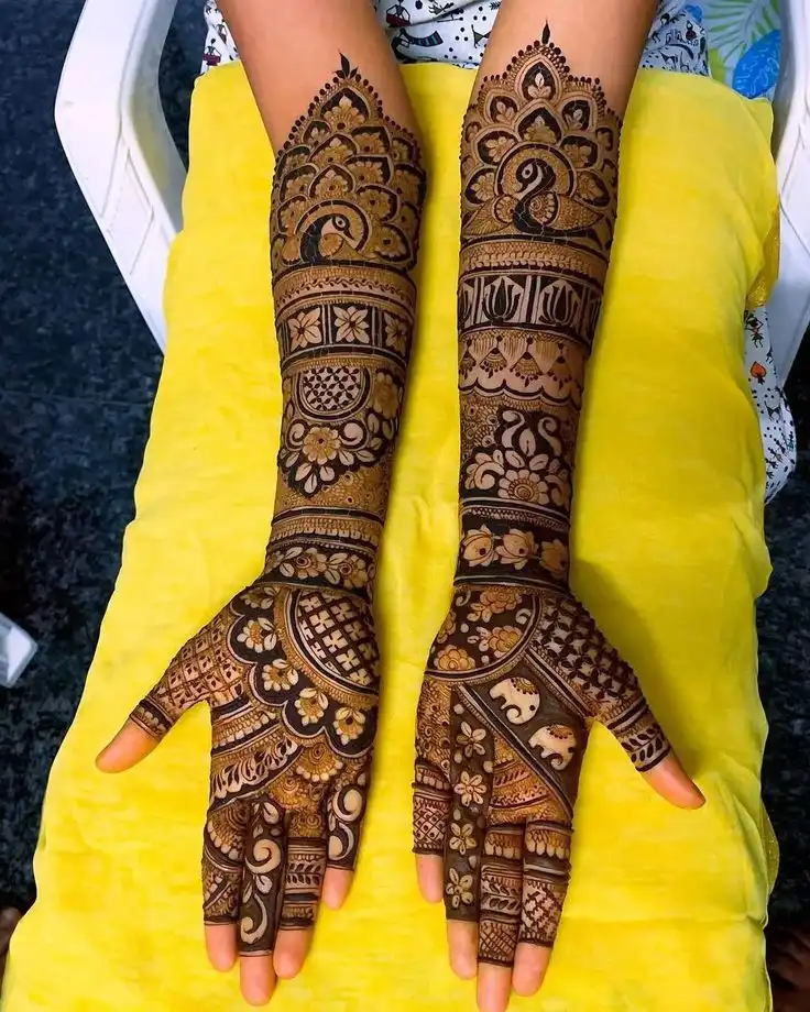 stylish full hand mehndi design