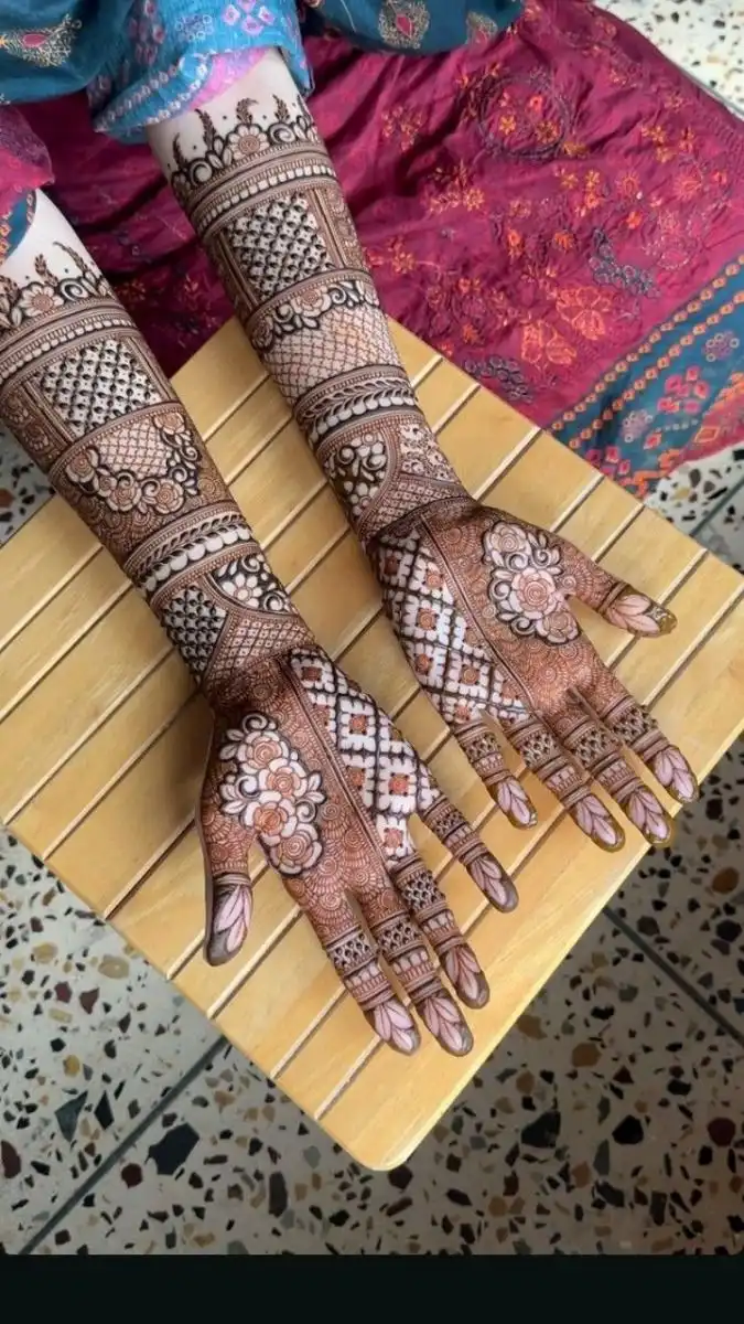 stylish full hand mehndi design