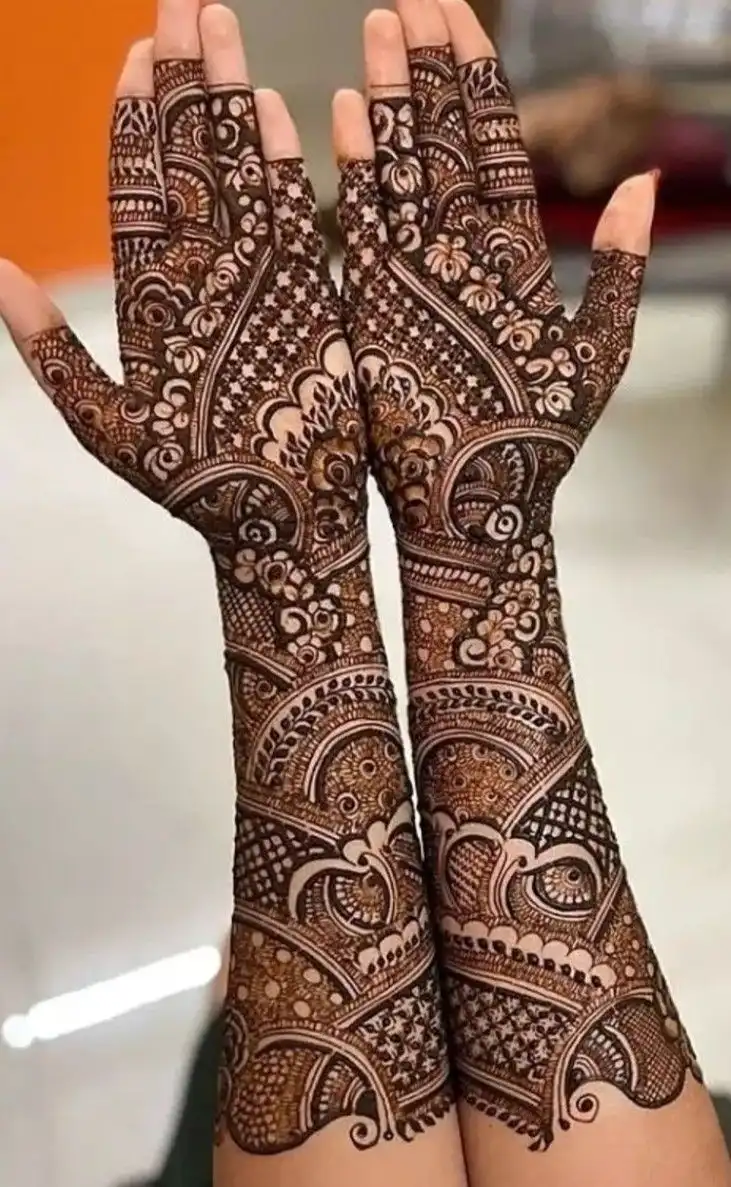 stylish full hand mehndi design