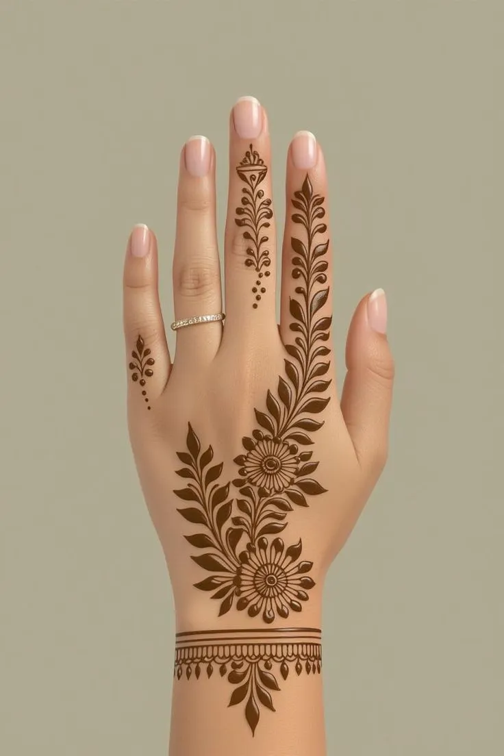 unique mehndi design back hand