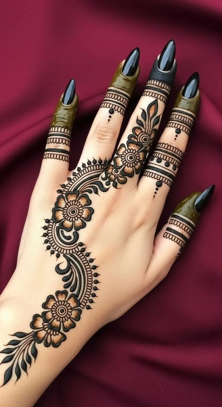 unique mehndi design back hand