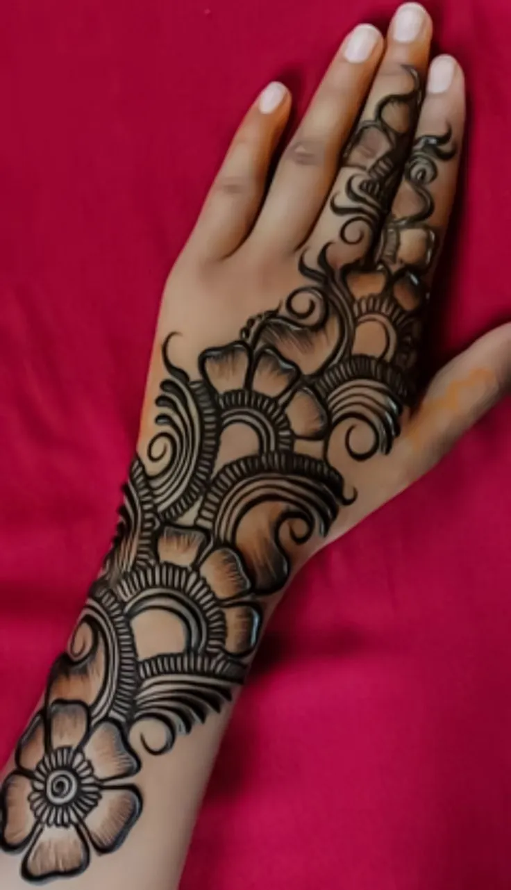 unique mehndi design back hand